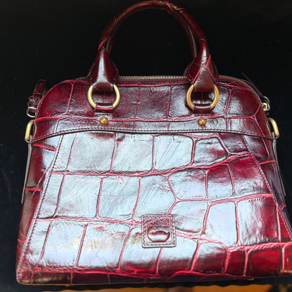 Dooney & Bourke Burgundy Crocodile-Embossed Leather Handbag